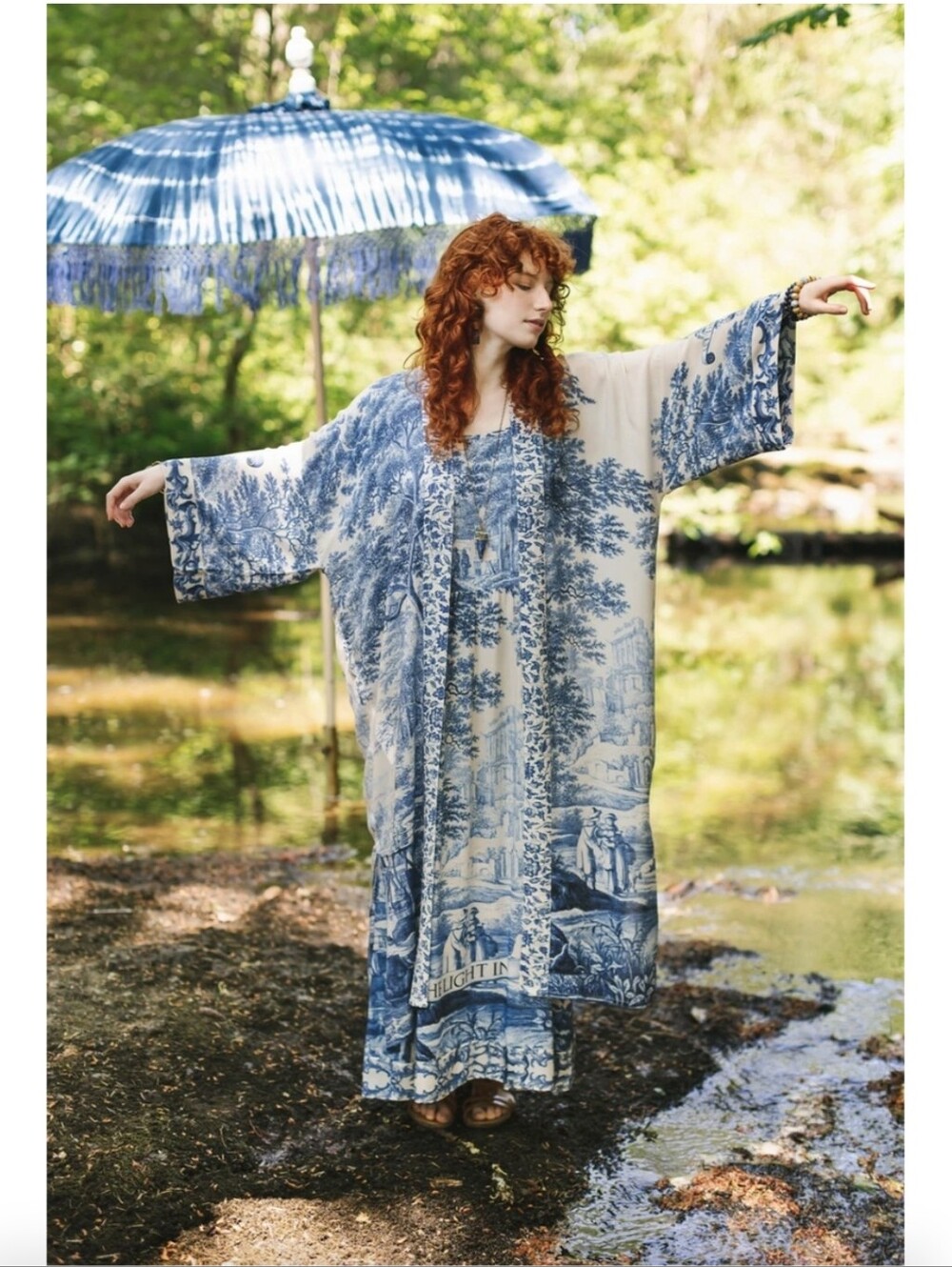NWT MARKET OF STARS Opera Duster Bamboo Kimono Robe in Let the Light Flowy O/S - Picture 4 of 16